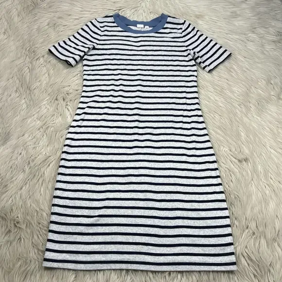 GAP | Dresses | Gap Womens S Gray Blue Striped Knit Tshirt Dress Crew  Supima Cotton | Poshmark